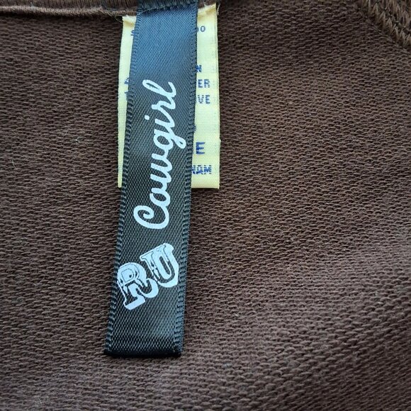 RU Cowgirl Womens XL Brown Zip-Up Jacket W/Turquoise Graphic Print Western Boho - Picture 7 of 9